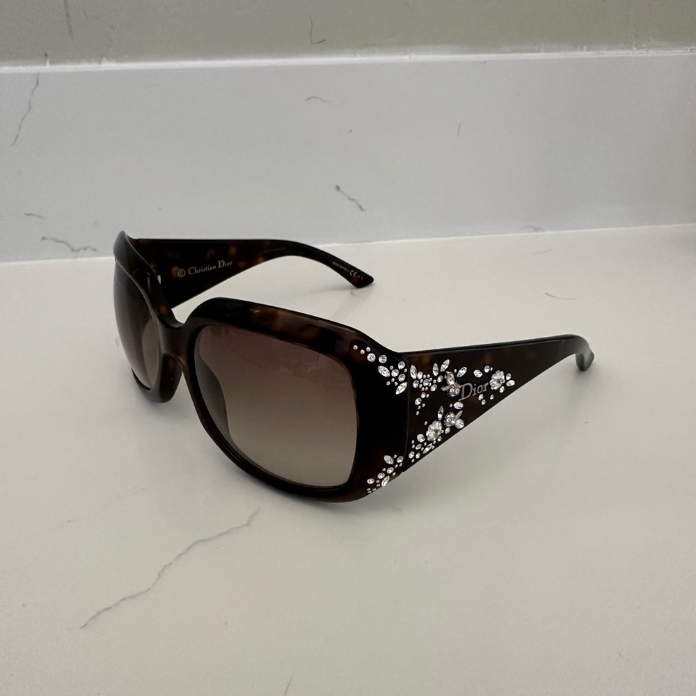 Christian Dior Tortoise Brown Sunglasses with Swarovski Crystals